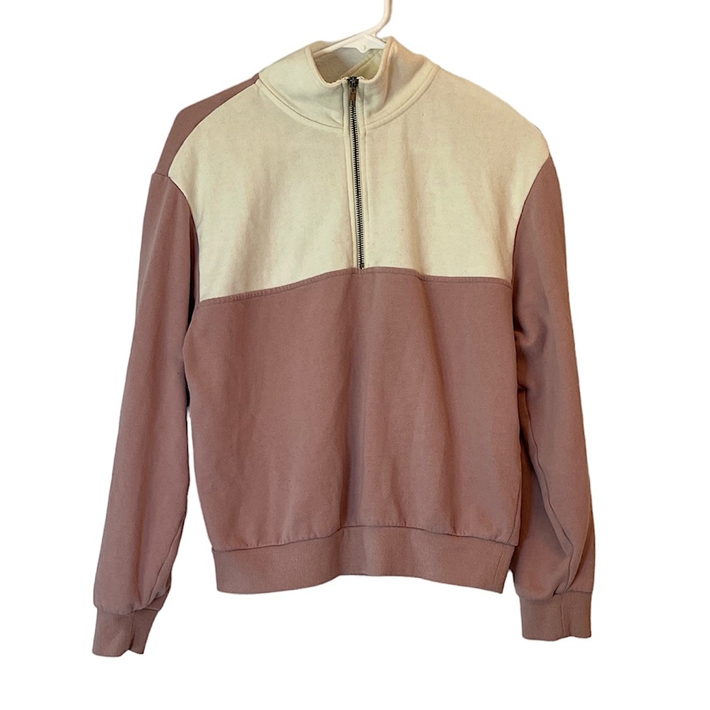 L.A. Hearts Pacsun Quarter Zip Pink and White Sweatshirt Women's XS